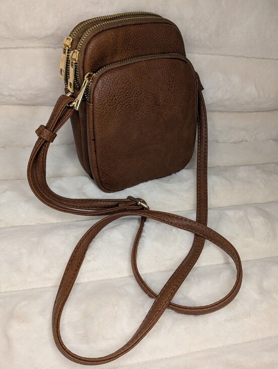 Handbags - Triple Zipper Faux Leather Crossbody